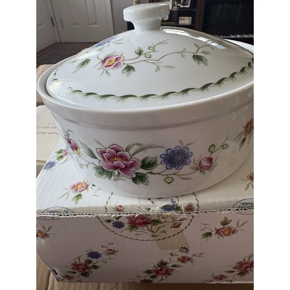 Andrea by Sadek Covered Casserole with Lid, Handles Spring Night New In Box